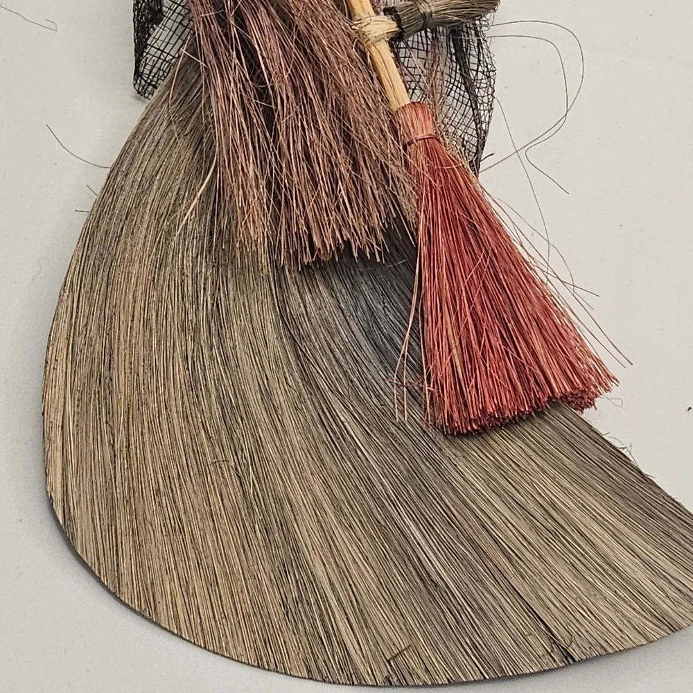 Handmade Primitive Style Halloween Witch Doll Natural Fiber Folk Art Decor